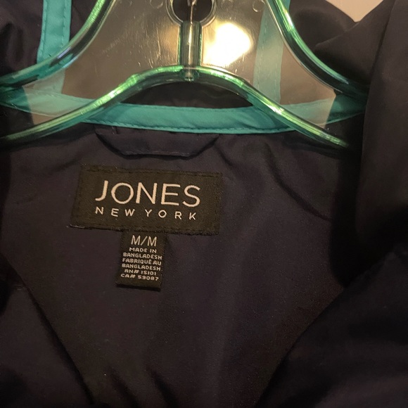 Drawstring parka rain jacket with hood. - Picture 2 of 2